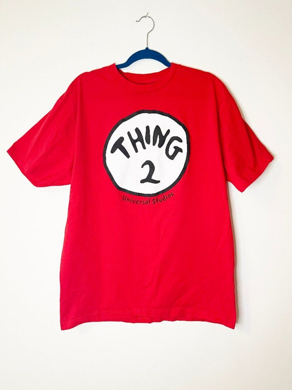 Universal Studios Dr. Seuss Thing 2 Graphic T-Shirt Red XL Funny Character Tee